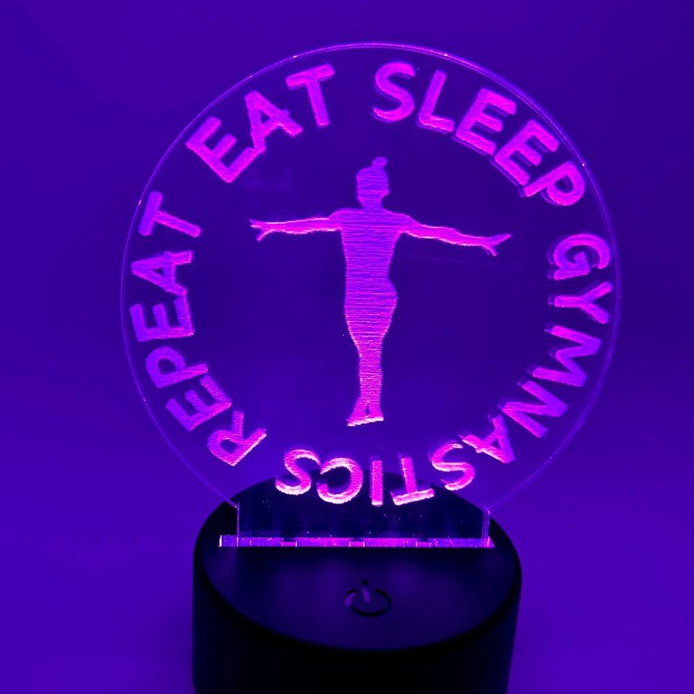 Gymnastics LED night light, color changing base with remote, Kids lights
